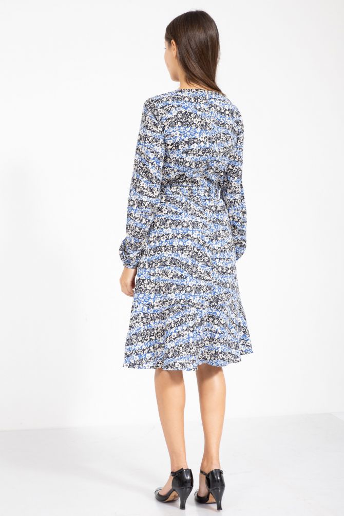 שמלת מעטפת פרחונית עם קשירה במותן