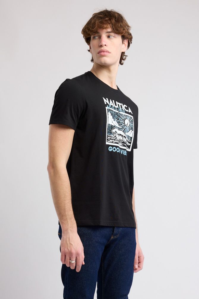 טי שירט קצרה עם הדפס Nautica לגברים