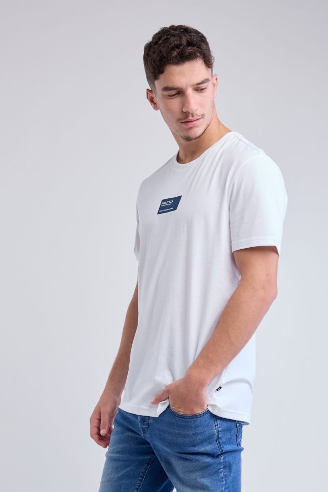 טי שירט קצרה עם הדפס לוגו Nautica לגברים