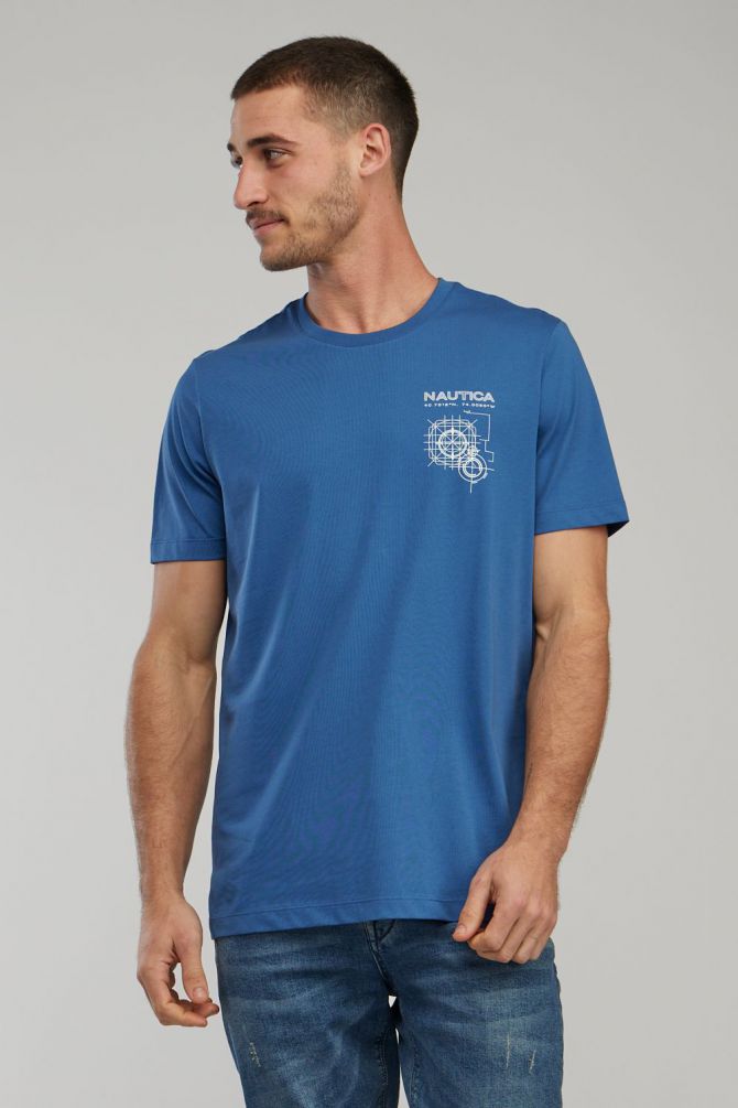 טי שירט עם שרוולים קצרים והדפס Nautica לגברים
