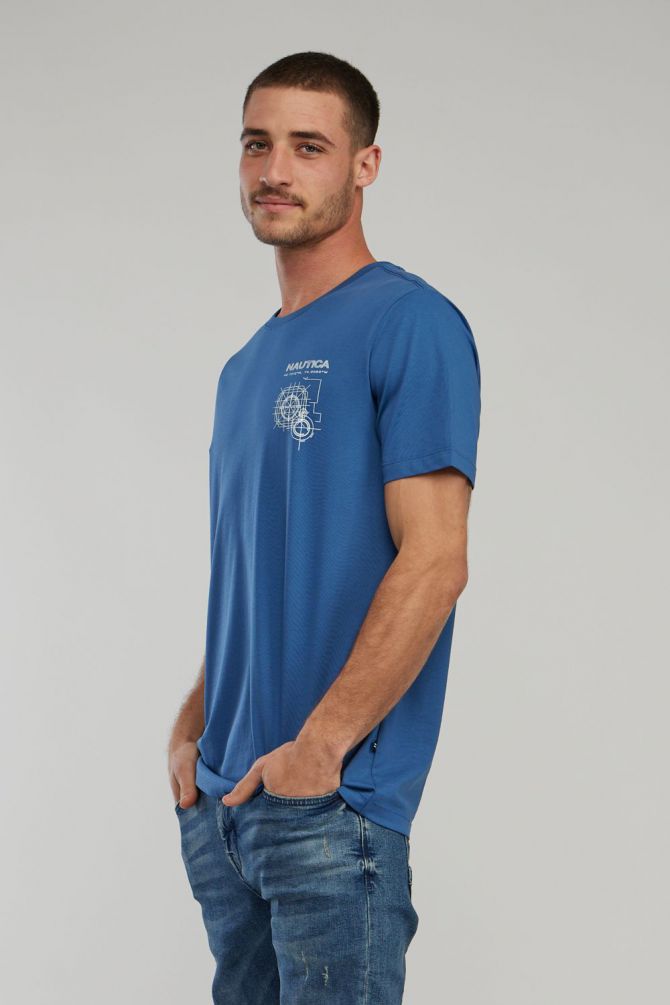 טי שירט עם שרוולים קצרים והדפס Nautica לגברים