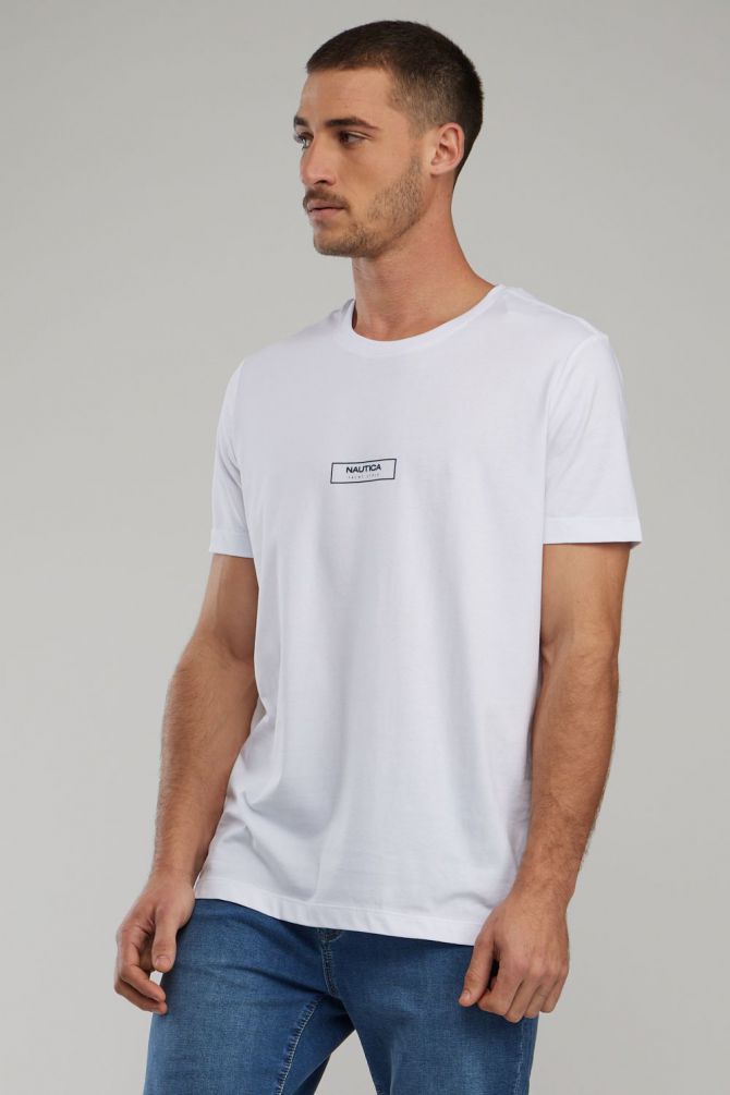 טי שירט עם שרוולים קצרים והדפס Nautica לגברים