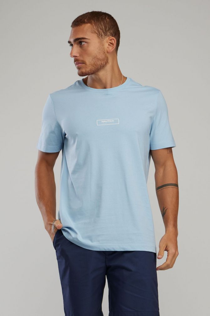 טי שירט עם שרוולים קצרים והדפס Nautica לגברים