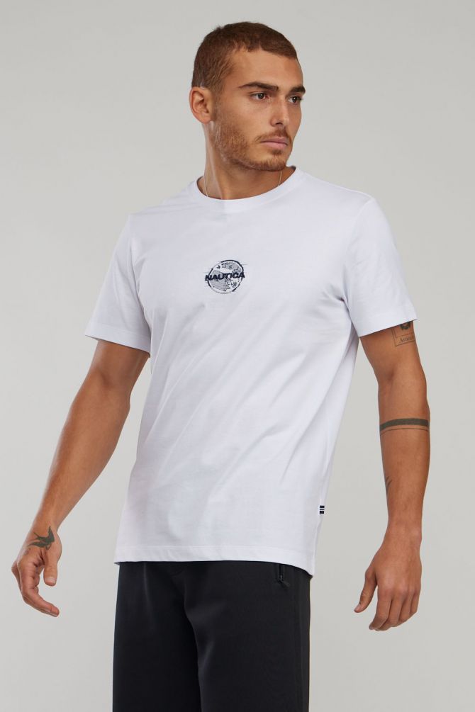 טי שירט עם שרוולים קצרים והדפס Nautica לגברים