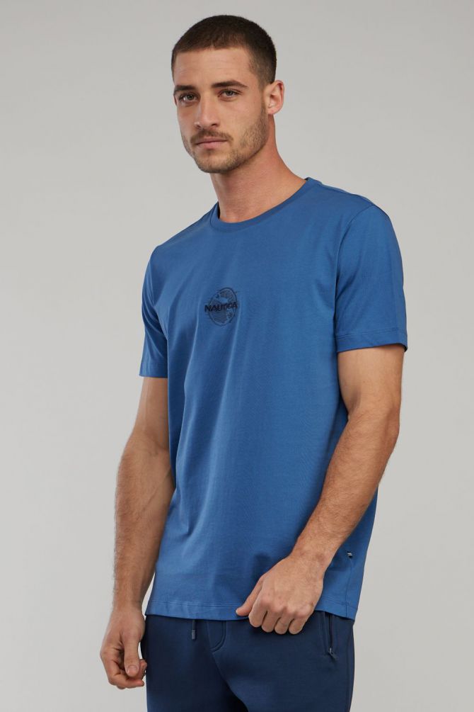טי שירט עם שרוולים קצרים והדפס Nautica לגברים