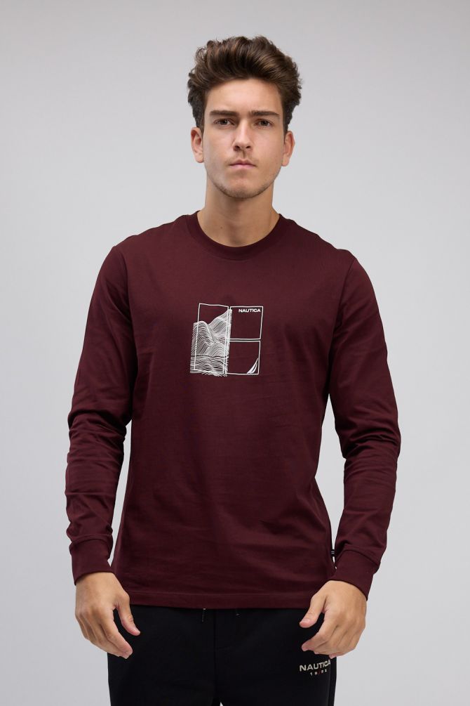 טי שירט שרוול ארוך עם הדפס לגברים