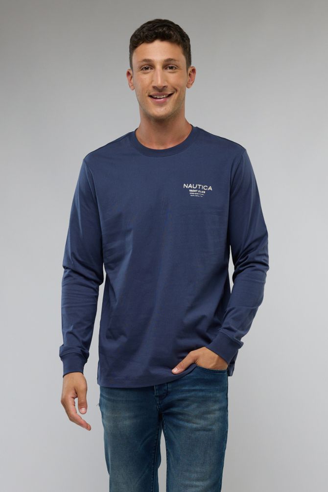 טי שירט בייסיק עם צווארון עגול לגברים