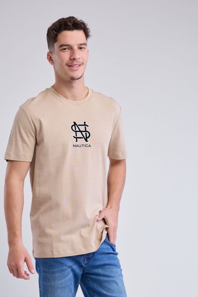 טי שירט עם שרוולים קצרים והדפס Nautica לגברים