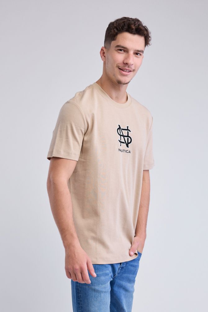 טי שירט עם שרוולים קצרים והדפס Nautica לגברים