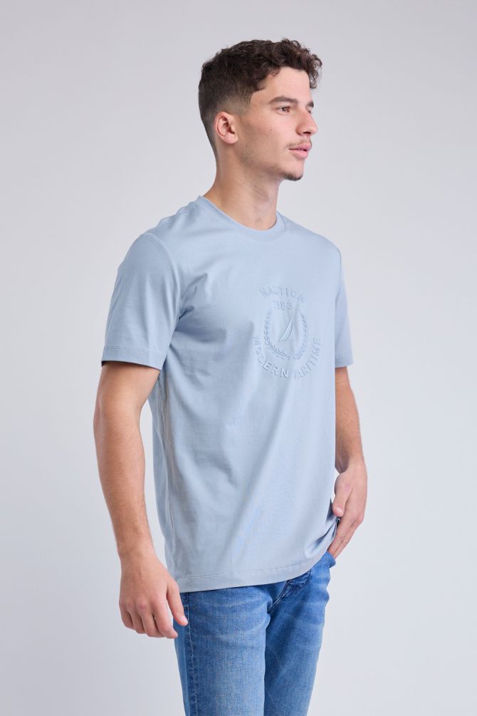 טי שירט עם שרוולים קצרים וכיתוב Nautica תלת ממדי לגברים