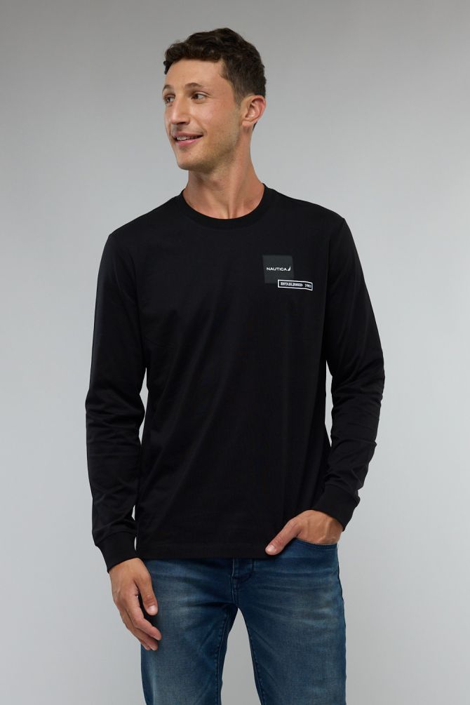 טי שירט שרוול ארוך עם הדפס לגברים