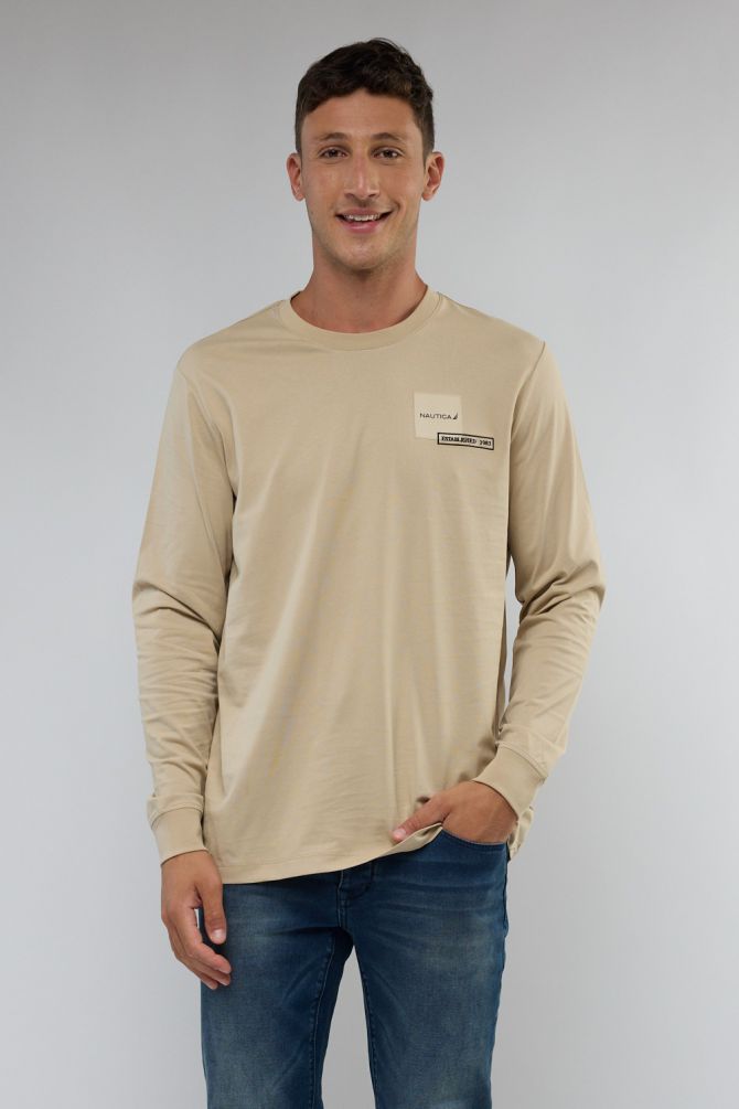 טי שירט שרוול ארוך עם הדפס לגברים