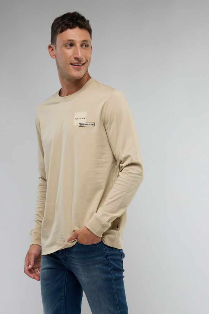 טי שירט שרוול ארוך עם הדפס לגברים