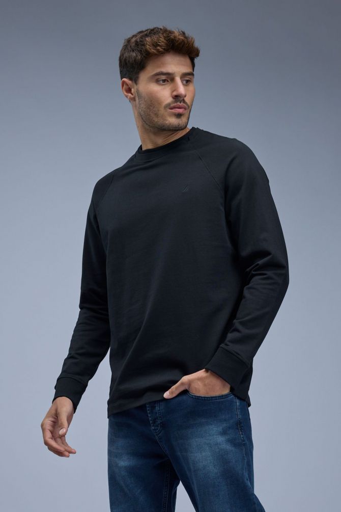 סווטשירט לגברים דוגמת רגלן עם לוגו רקום