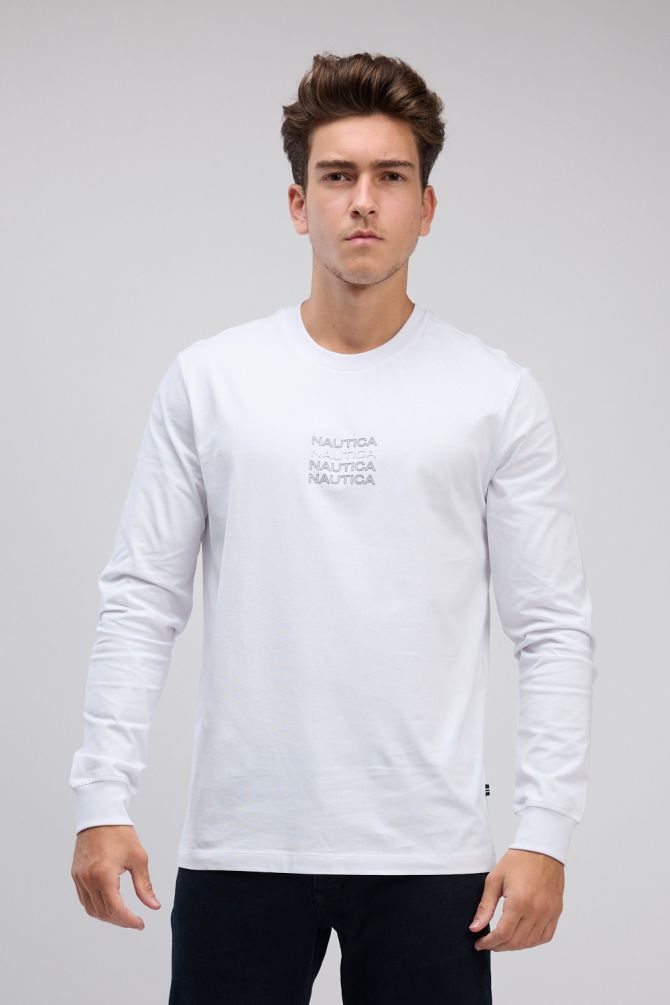 טי שירט ארוכה לגברים עם הדפס Nautica