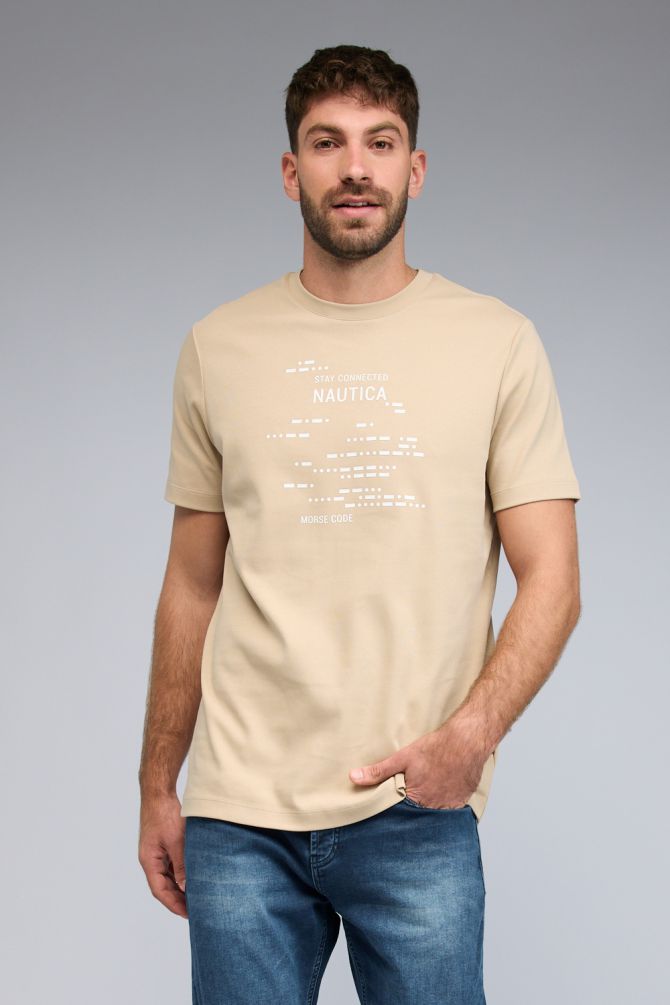 טי שירט עם שרוולים קצרים והדפס Nautica לגברים