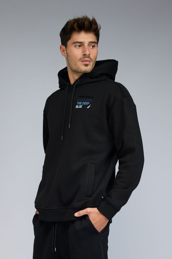 סווטשירט Nautica עם הדפס וקפוצ’ון לגברים