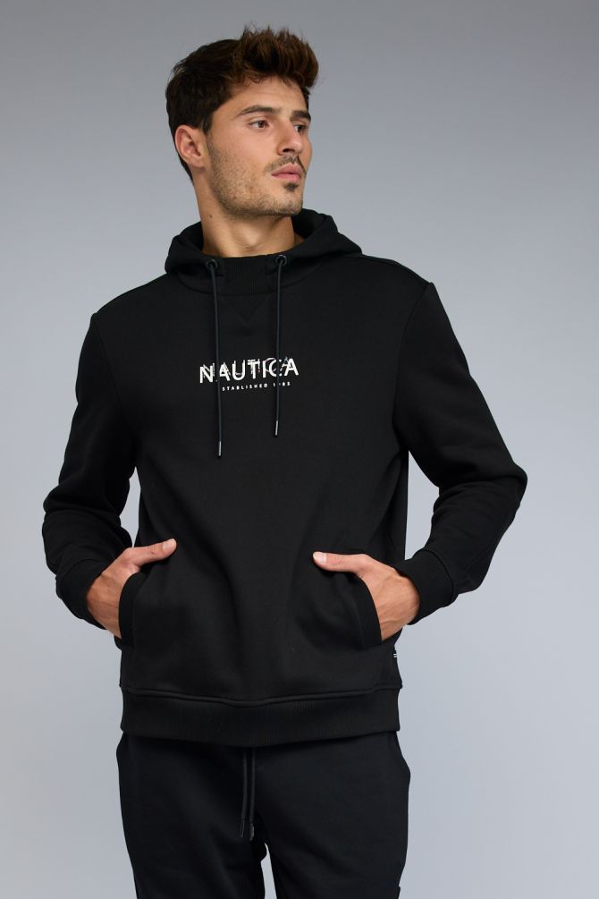 סווטשירט Nautica עם הדפס וקפוצ’ון לגברים