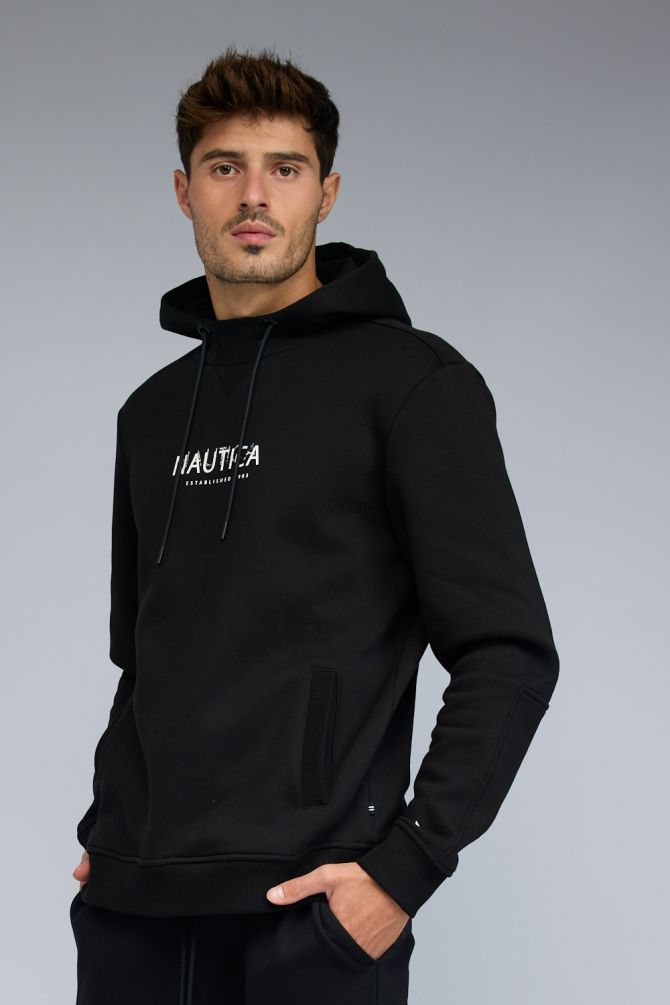 סווטשירט Nautica עם הדפס וקפוצ’ון לגברים