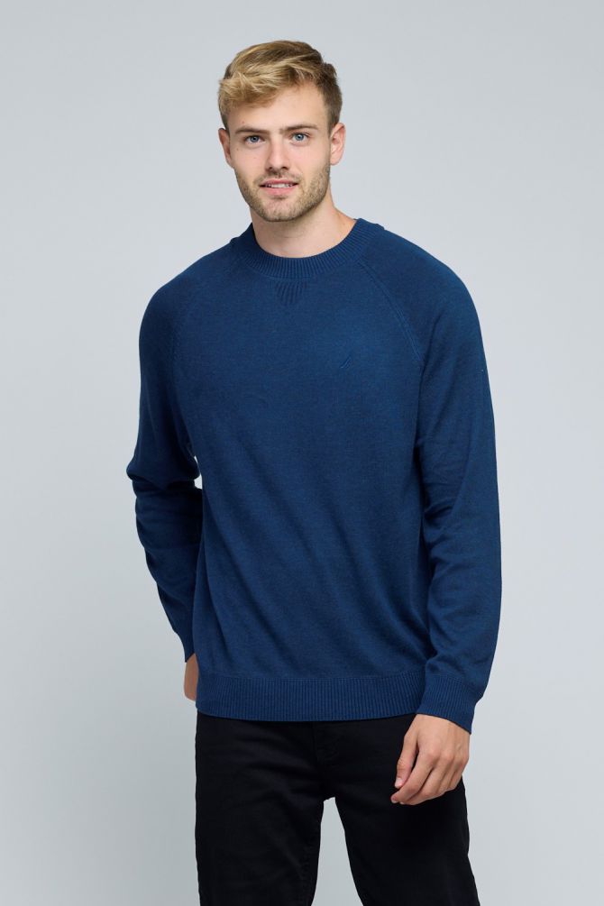 סוודר נאוטיקה לגברים עם צווארון רחב ועגול מבד פרימיום