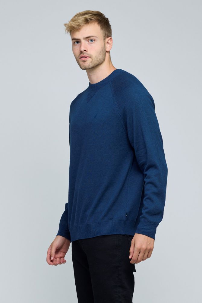 סוודר נאוטיקה לגברים עם צווארון רחב ועגול מבד פרימיום