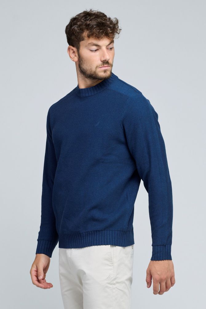 סוודר נאוטיקה לגברים עם צווארון עגול