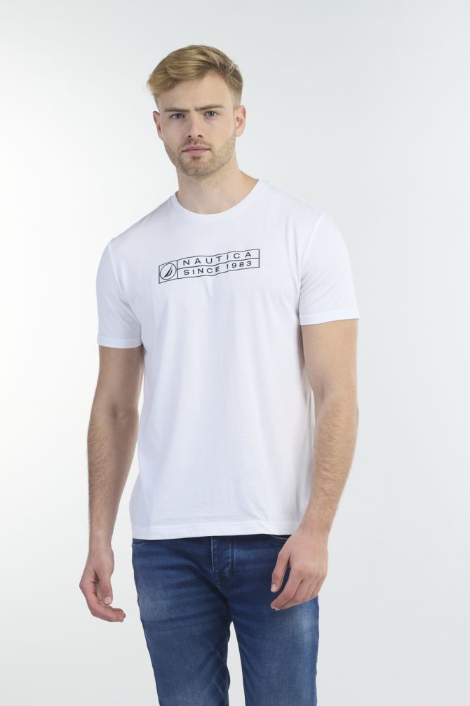 חולצה עם צווארון עגול לגברים עם לוגו נאוטיקה