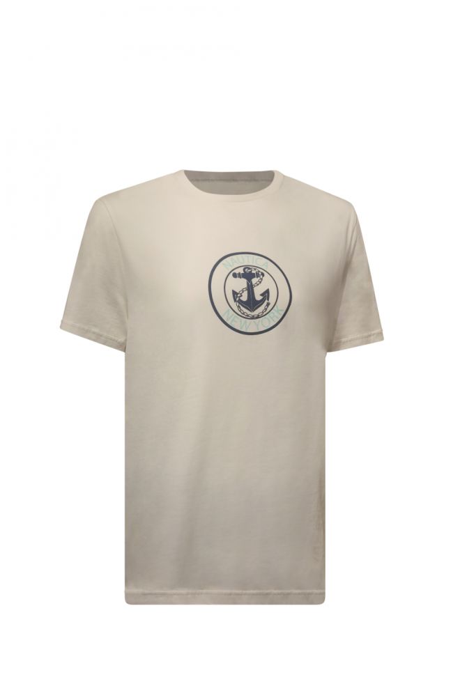 טי שירט עם הדפס Nautica ושרוולים קצרים לגברים