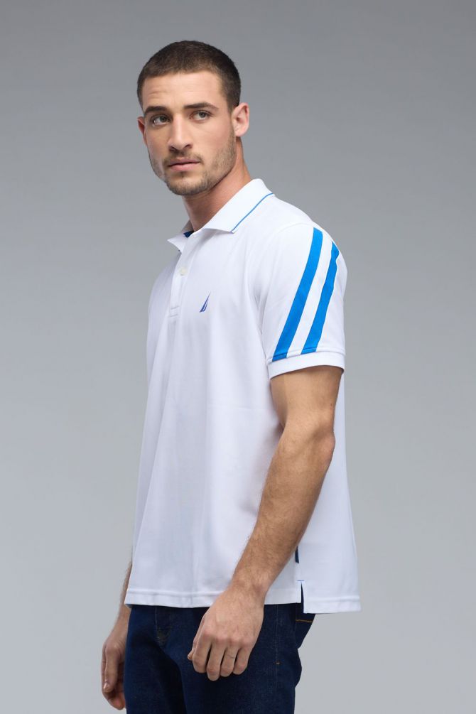חולצת פולו Nautica לגברים בשילוב 2 צבעים עם לוגו