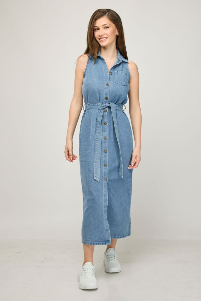 שמלת ג’ינס ללא שרוולים לנשים