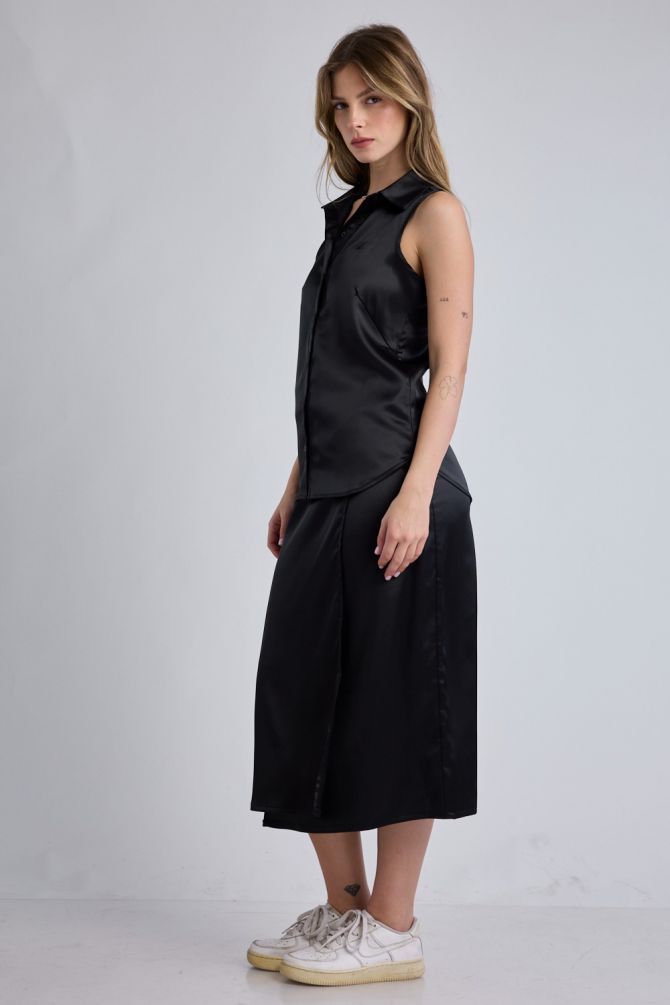 חולצת סאטן מכופתרת עם לוגו Nautica לנשים