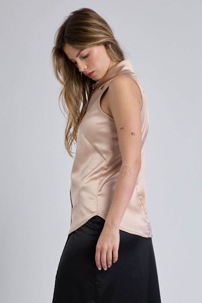 חולצת סאטן מכופתרת עם לוגו Nautica לנשים