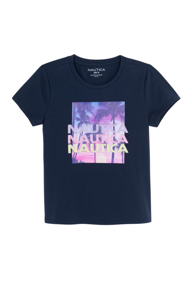 חולצה טי עם הדפס דקלים נאוטיקה