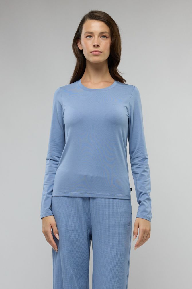 טי שירט בייסיק עם צווארון עגול לנשים