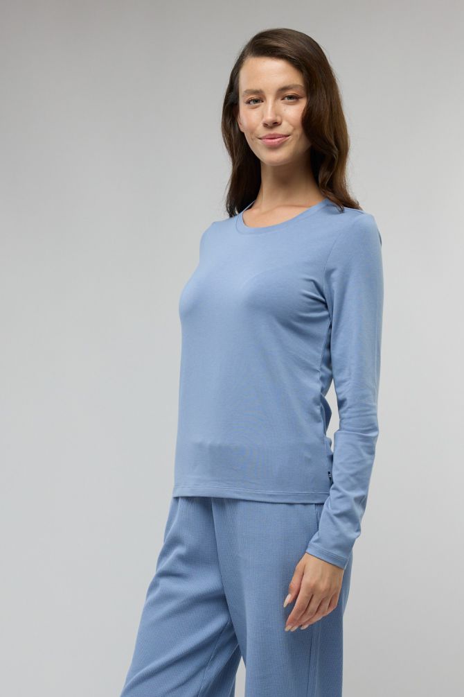 טי שירט בייסיק עם צווארון עגול לנשים