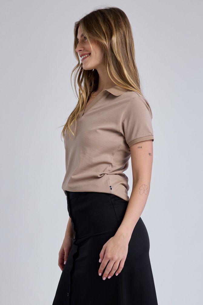 חולצת פולו Nautica קצרה עם לוגו רקום לנשים