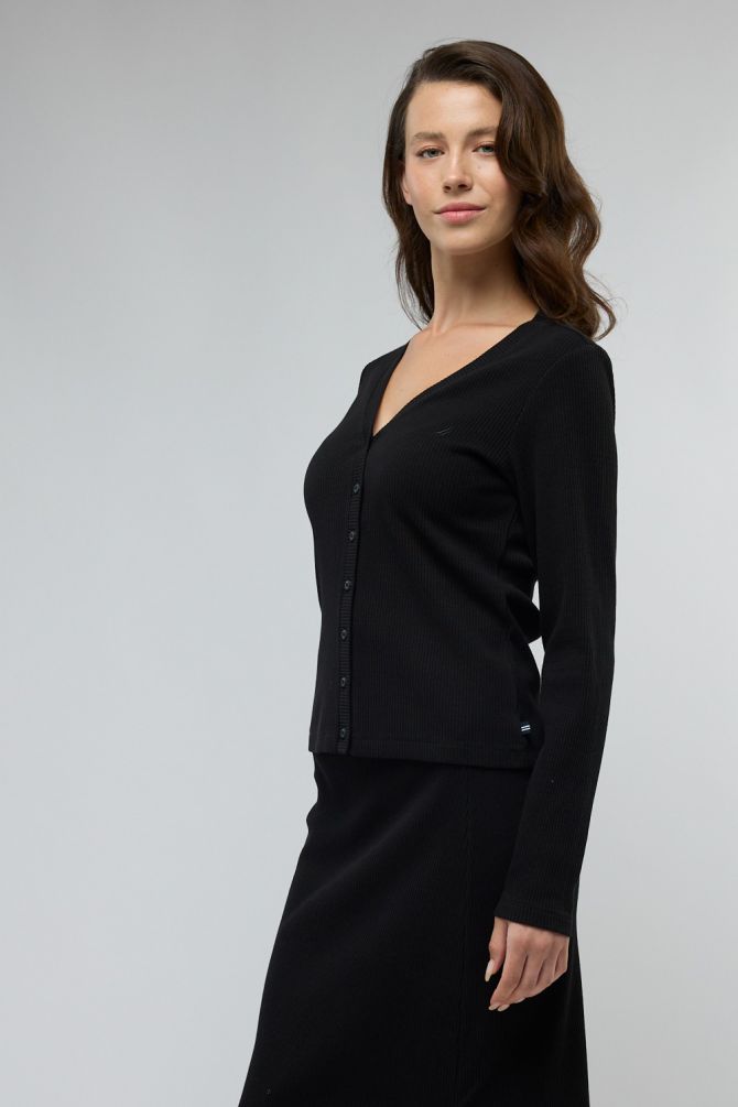 סריג קרדיגן Nautica בשילוב כפתורים לנשים