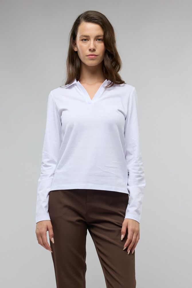 חולצת פולו Nautica שרוול ארוך לנשים