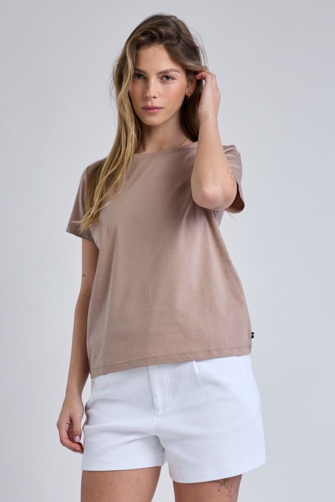 טי שירט קצרה עם לוגו Nautica לנשים