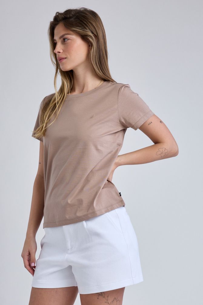 טי שירט קצרה עם לוגו Nautica לנשים