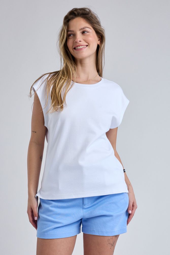 טי שירט עם שרוולי קאפ Nautica לנשים