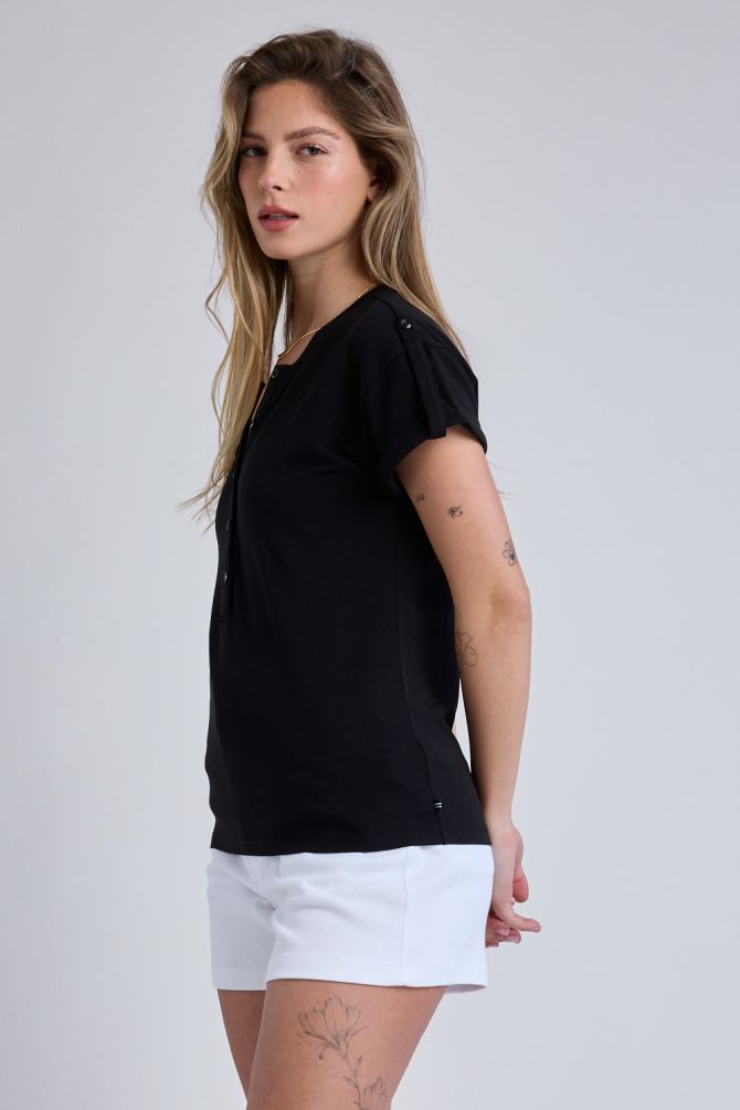 חולצת פולו Nautica קצרה עם כותפות לנשים