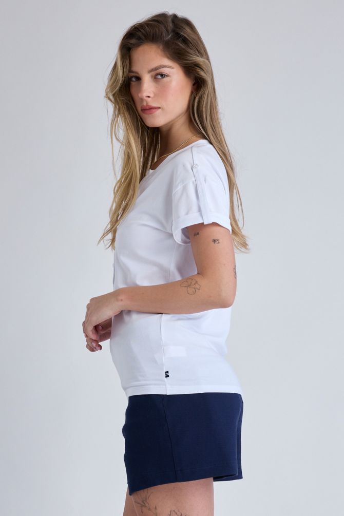 חולצת פולו Nautica קצרה עם כותפות לנשים