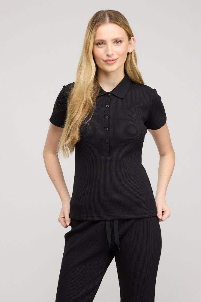 חולצת פולו ריב קצרה לנשים