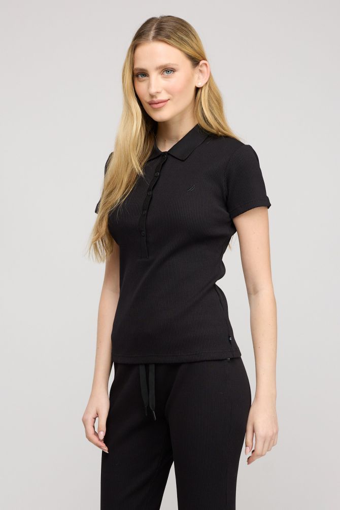 חולצת פולו ריב קצרה לנשים