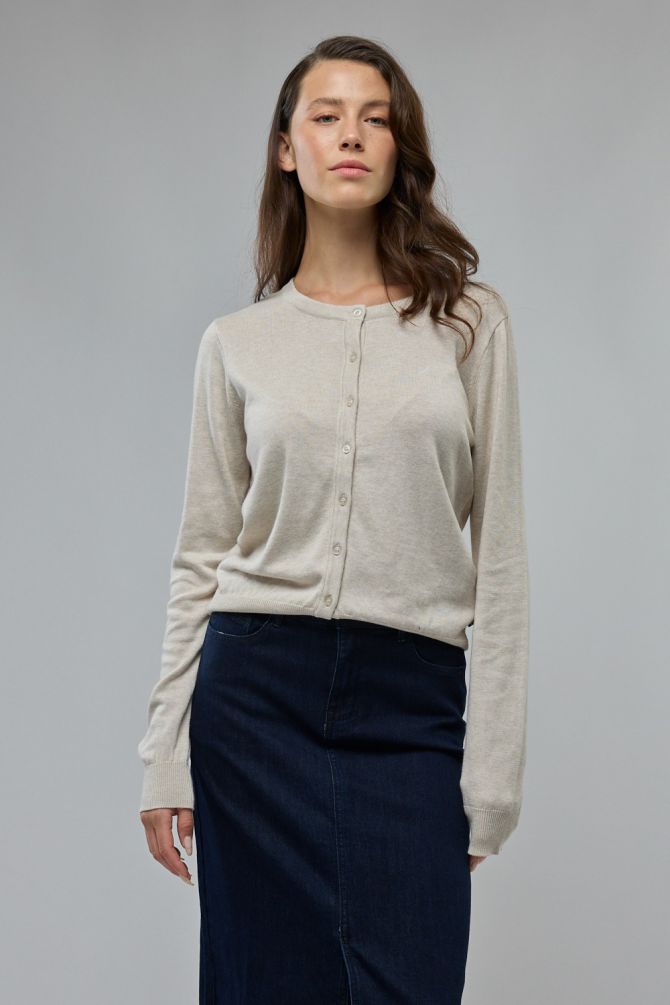 סריג קרדיגן עם כפתורים ולוגו רקום לנשים