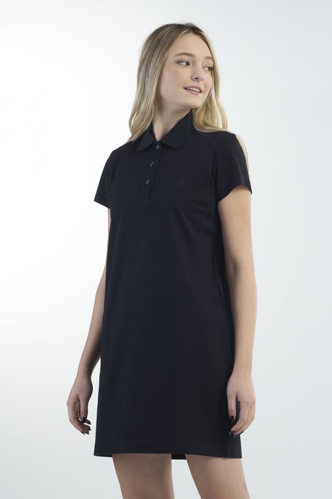 שמלה פולו קלאסית עם מיקרו לוגו