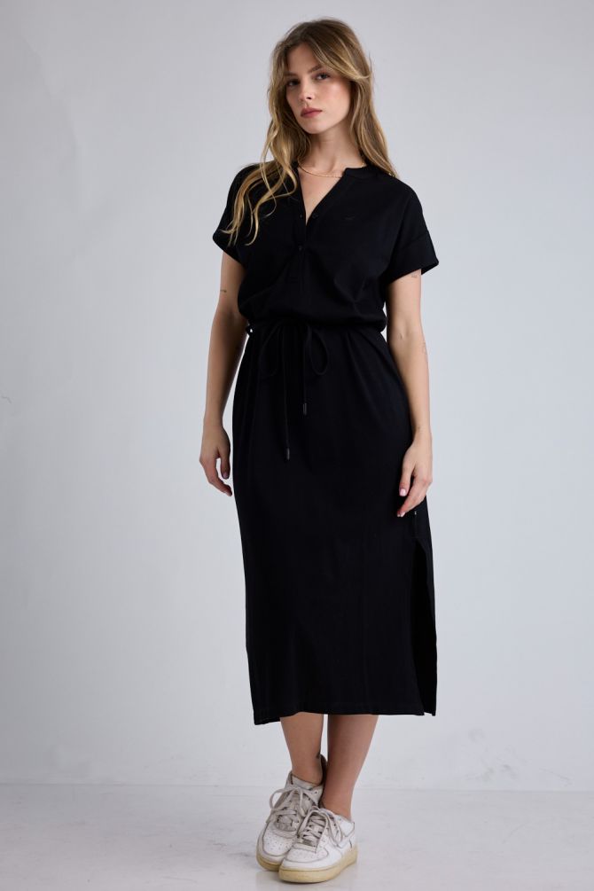 שמלת פולו Nautica עם שרוך במותן לנשים