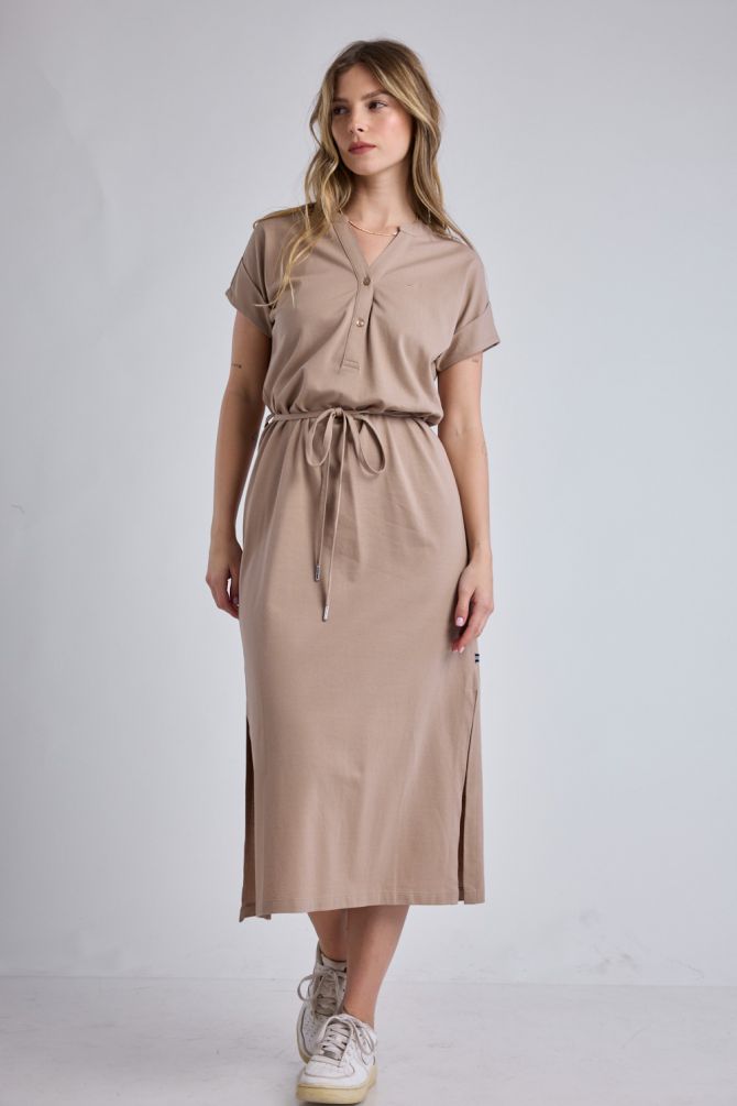 שמלת פולו Nautica עם שרוך במותן לנשים