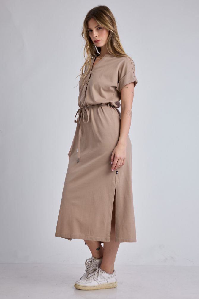 שמלת פולו Nautica עם שרוך במותן לנשים